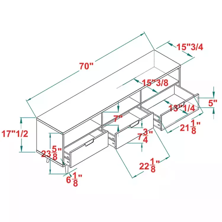 walnut_drawer_wood_tv_stand_5.webp Walnut 3-Drawer Wood TV Stand>Kirklands Home Store