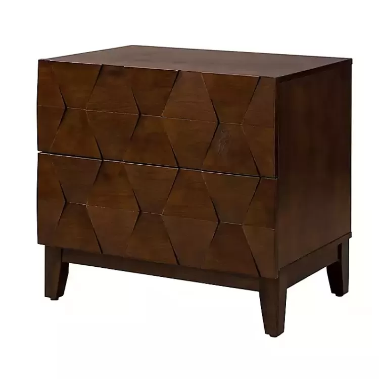 Walnut Geometric 2-Drawer Charging Nightstand>Kirklands Home Discount