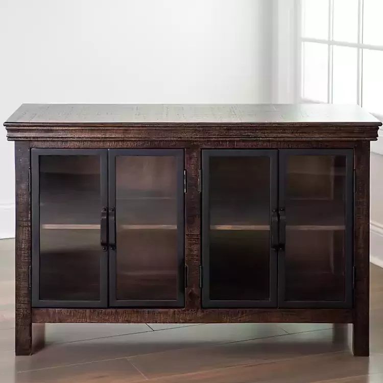 Walnut Henry Cabinet with Glass Doors>Kirklands Home Outlet