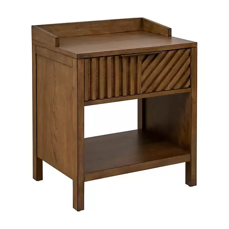 Walnut Mid-Century Modern Carved Nightstand>Kirklands Home Outlet