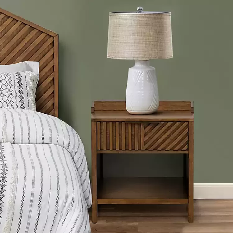 Walnut Mid-Century Modern Carved Nightstand>Kirklands Home Outlet