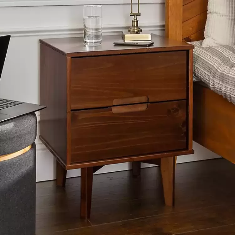 Walnut Mid-Century Modern 2-Drawer Nightstand>Kirklands Home Discount