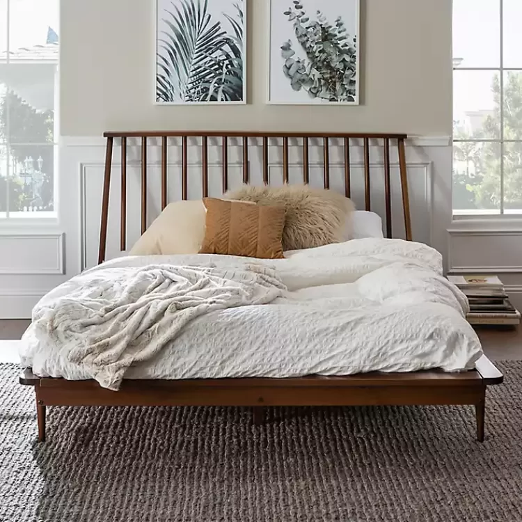 Walnut Mid-Century Modern Queen Bed Frame>Kirklands Home Outlet