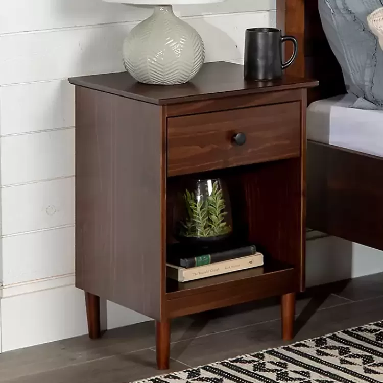 Walnut One-Drawer Wood Nightstand>Kirklands Home Outlet
