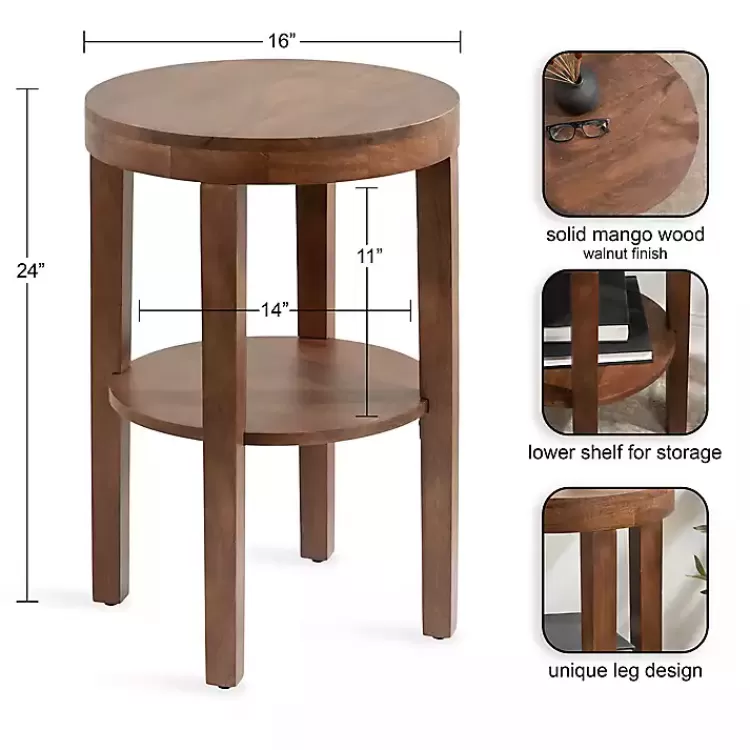 Walnut Round Talen Accent Table>Kirklands Home Flash Sale