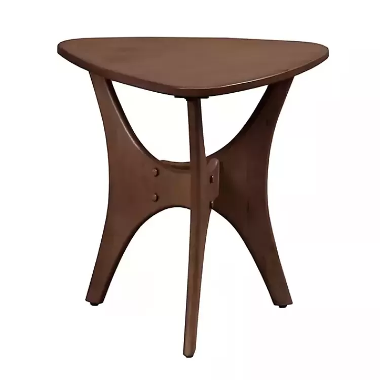 Walnut Triangle Modern Accent Table>Kirklands Home Outlet