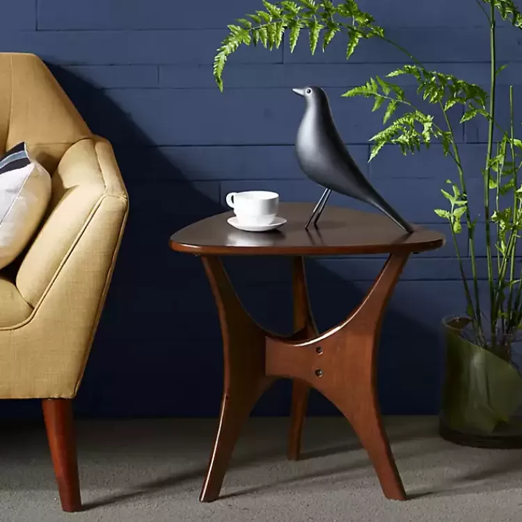 Walnut Triangle Modern Accent Table>Kirklands Home Outlet