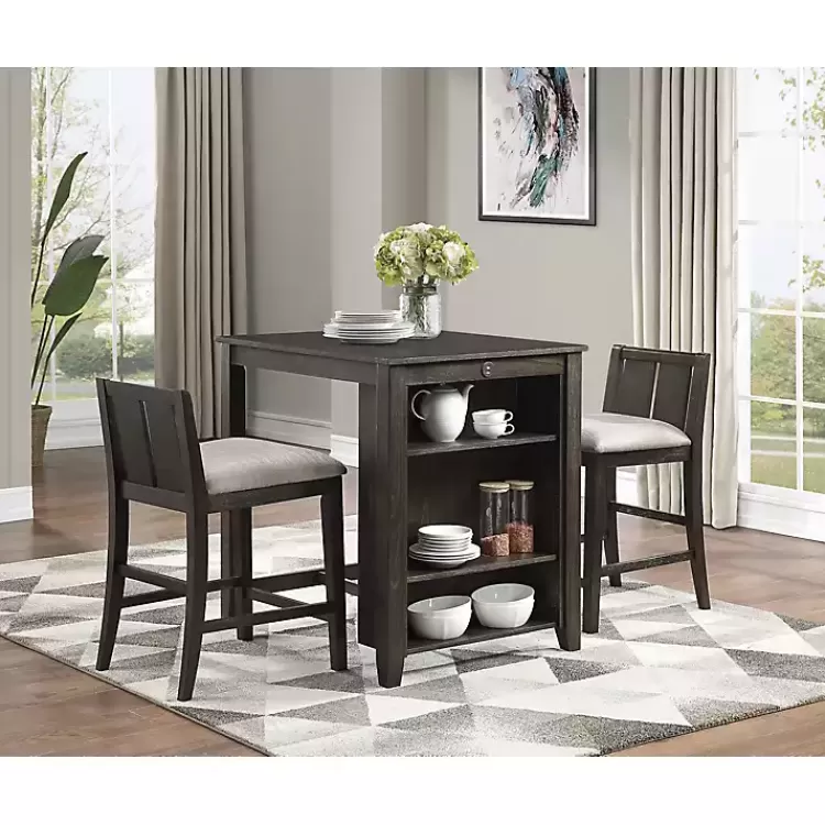 Walnut USB Counter Table and Stools, Set of 3>Kirklands Home Clearance