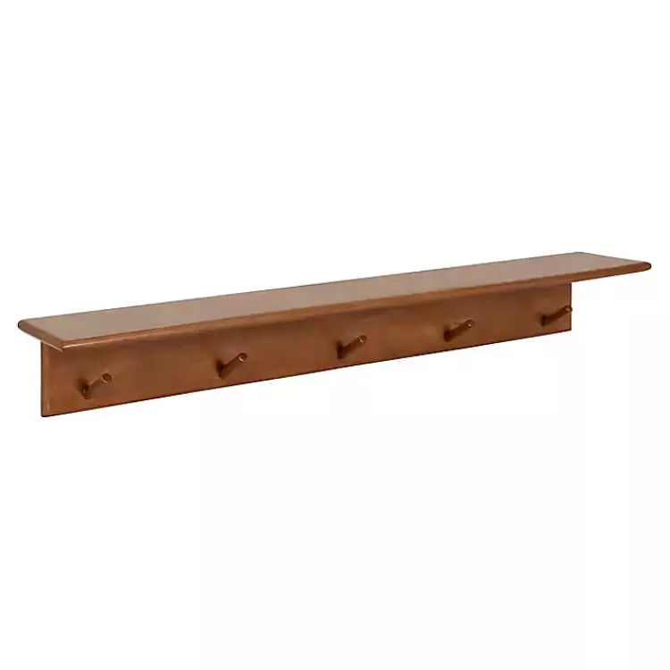 Walnut Wood Alia Shelf with Hooks>Kirklands Home Discount
