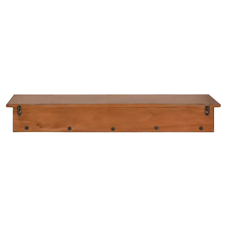 walnut_wood_alia_shelf_with_hooks_3.webp Walnut Wood Alia Shelf with Hooks>Kirklands Home Discount