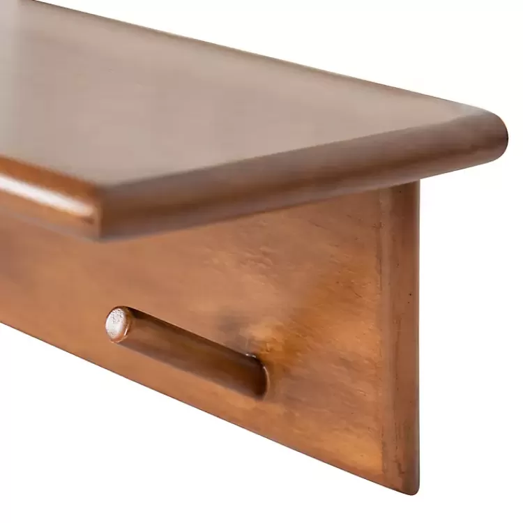 walnut_wood_alia_shelf_with_hooks_5.webp Walnut Wood Alia Shelf with Hooks>Kirklands Home Discount