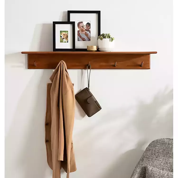 walnut_wood_alia_shelf_with_hooks_7.webp Walnut Wood Alia Shelf with Hooks>Kirklands Home Discount