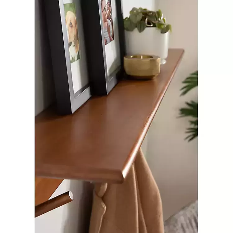walnut_wood_alia_shelf_with_hooks_8.webp Walnut Wood Alia Shelf with Hooks>Kirklands Home Discount