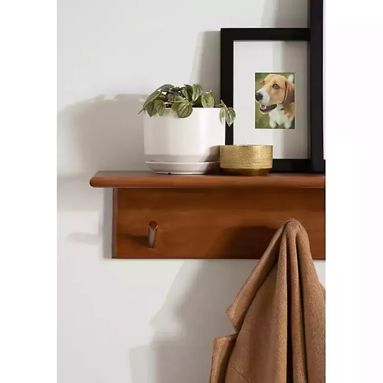 walnut_wood_alia_shelf_with_hooks_9.webp Walnut Wood Alia Shelf with Hooks>Kirklands Home Discount