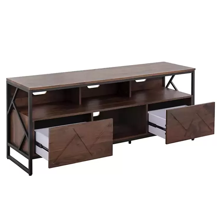 Walnut Wood and Black Steel Media Stand>Kirklands Home Shop