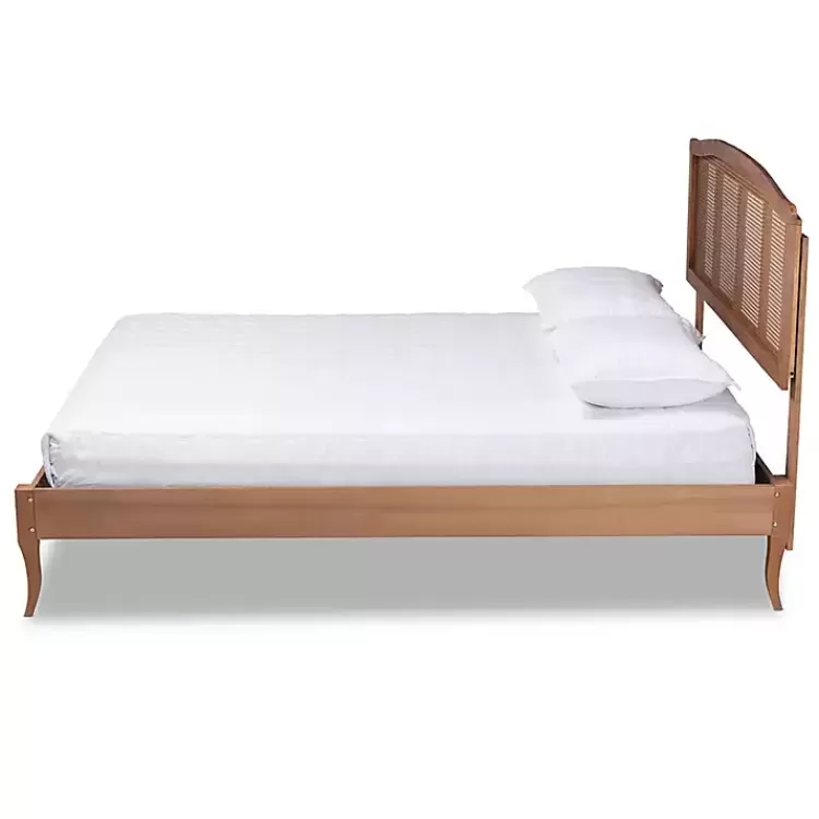 Walnut Wood and Rattan King Bed Frame>Kirklands Home Sale