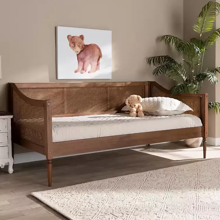 walnut_wood_and_rattan_twin_daybed_5.webp Walnut Wood and Rattan Twin Daybed>Kirklands Home Discount
