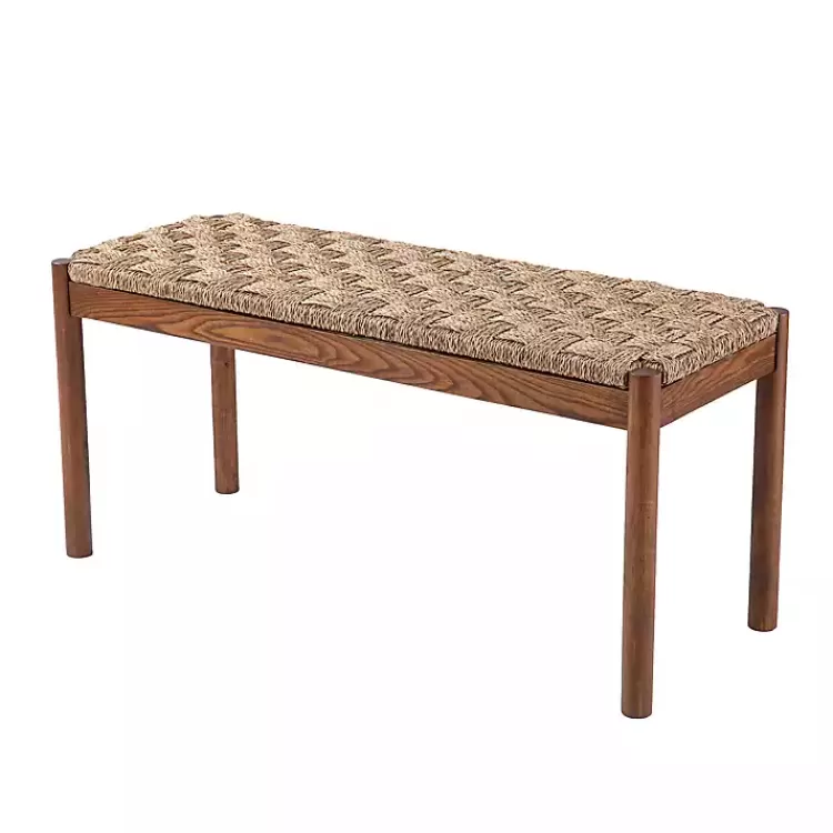 Walnut Wood and Woven Seagrass Bench>Kirklands Home Best