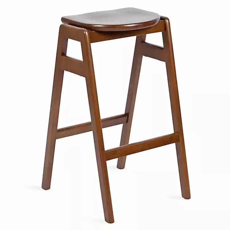 Walnut Wood Backless Bar Stool>Kirklands Home Online