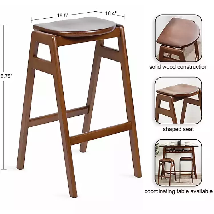 Walnut Wood Backless Bar Stool>Kirklands Home Online