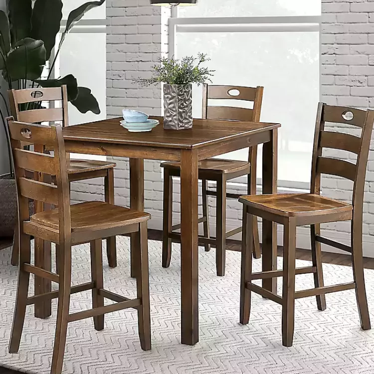 Walnut Wood Brooke 5-pc. Counter Height Set>Kirklands Home Best Sale