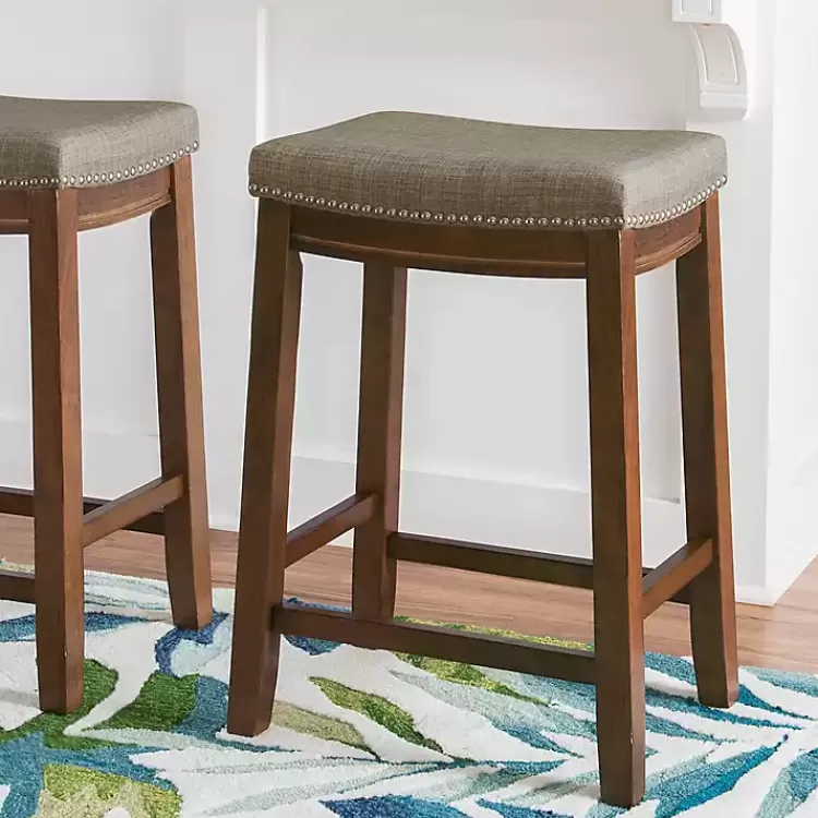Walnut Wood Counter Stool with Cushion>Kirklands Home Discount
