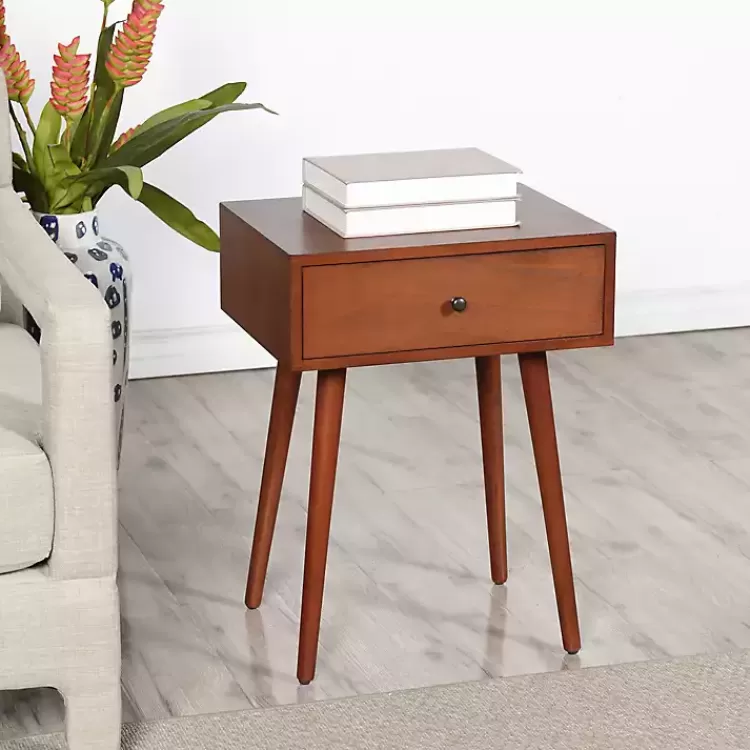 Walnut Wood 1-Drawer Arthur Accent Table>Kirklands Home Store