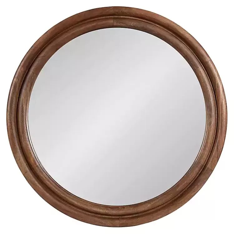 Walnut Wood Ribbed Round Wall Mirror>Kirklands Home Cheap