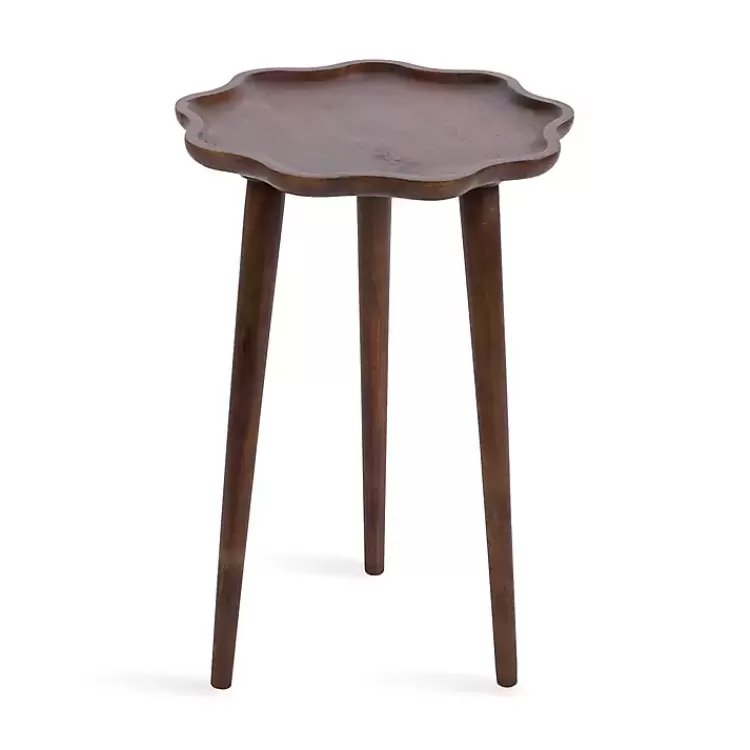 Walnut Wood Wavy Accent Table>Kirklands Home Store