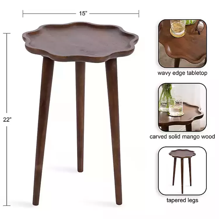 Walnut Wood Wavy Accent Table>Kirklands Home Store