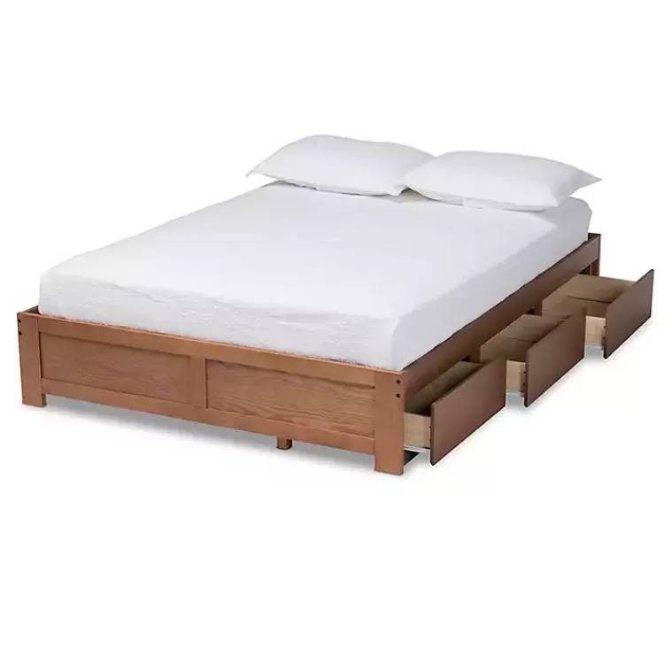 Walnut Wooden 3-Drawer Platform Bed>Kirklands Home Store
