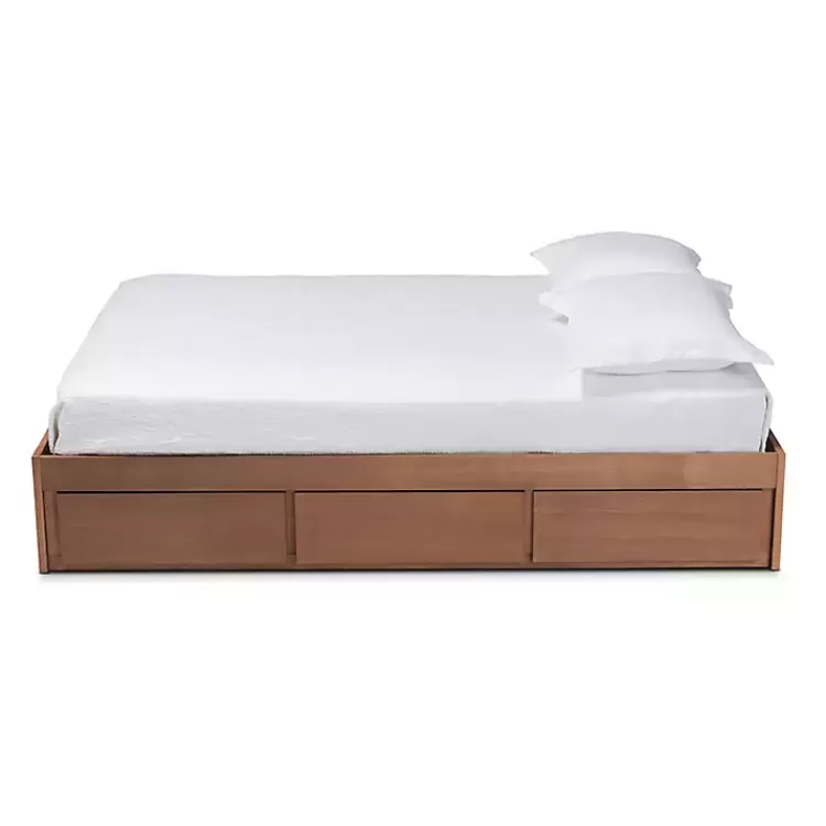 walnut_wooden_drawer_platform_bed_2.webp Walnut Wooden 3-Drawer Platform Bed>Kirklands Home Store