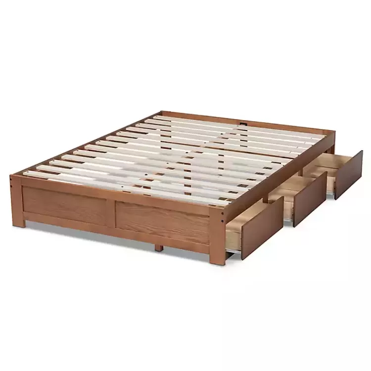 walnut_wooden_drawer_platform_bed_4.webp Walnut Wooden 3-Drawer Platform Bed>Kirklands Home Store