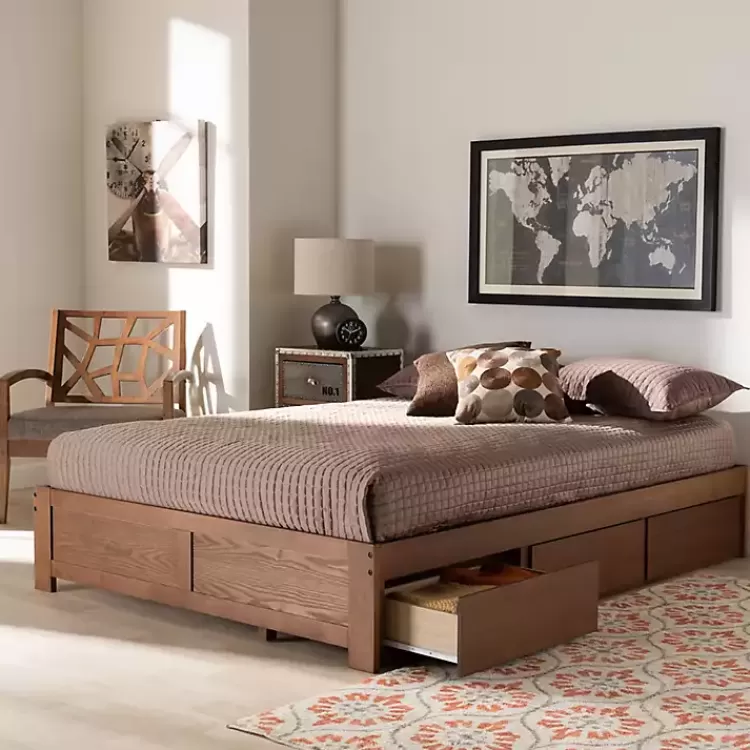 walnut_wooden_drawer_platform_bed_8.webp Walnut Wooden 3-Drawer Platform Bed>Kirklands Home Store