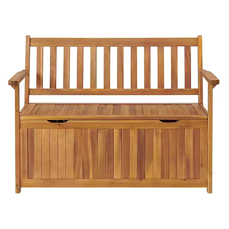 warm_acacia_wood_slatted_outdoor_storage_bench_2.webp Warm Acacia Wood Slatted Outdoor Storage Bench>Kirklands Home Store