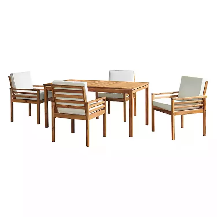 Warm Acacia Wood Slatted 5-pc. Outdoor Dining Set>Kirklands Home Hot