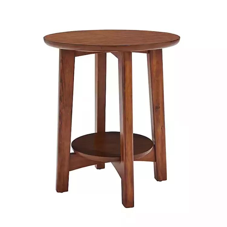 Warm Chestnut Wood Round Accent Table>Kirklands Home Sale