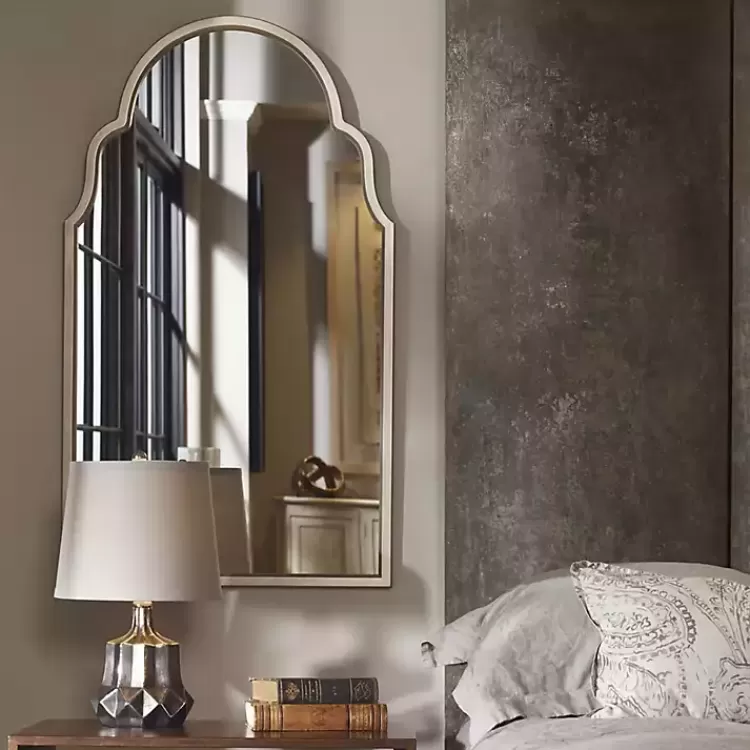 Warm Silver Arched Wall Mirror>Kirklands Home Clearance