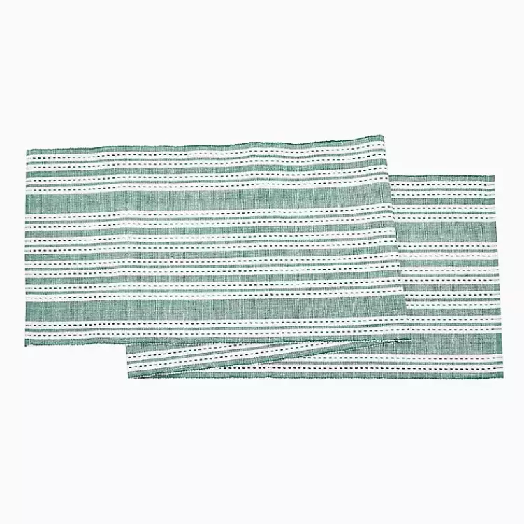 Warner Emerald Stripe Table Runner>Kirklands Home Clearance