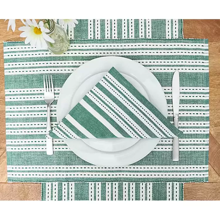 Warner Emerald Stripe Table Runner>Kirklands Home Clearance
