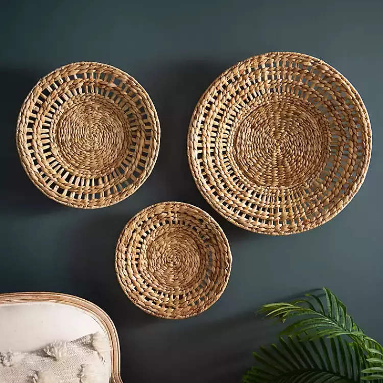 Water Hyacinth Basket Wall Plaques, Set of 3>Kirklands Home Flash Sale