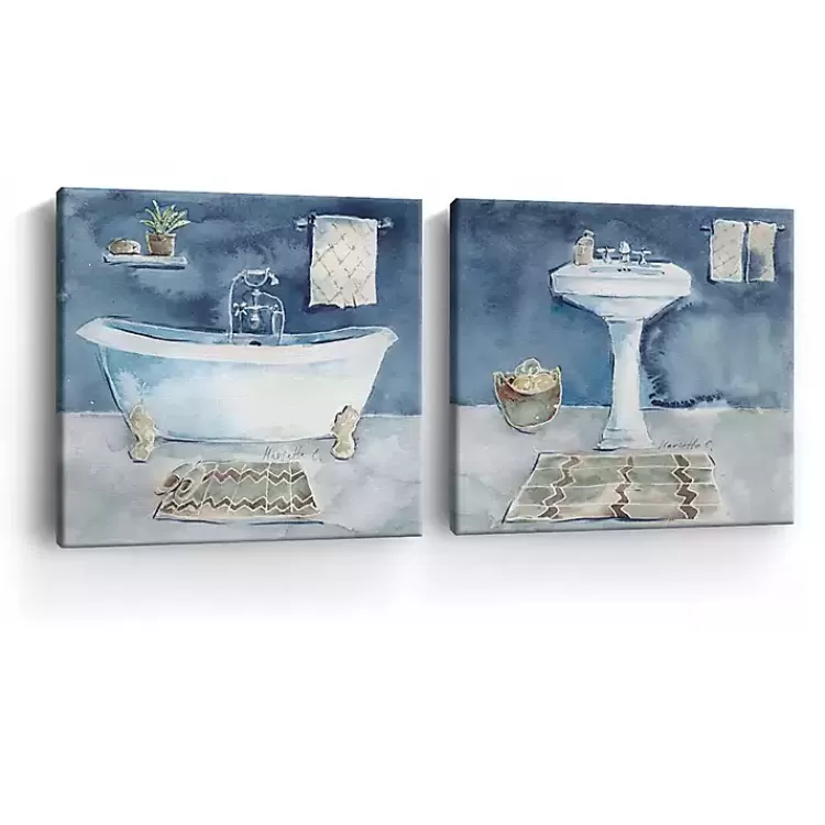 Watercolor Bathroom Canvas Art Prints, Set of 2>Kirklands Home Discount