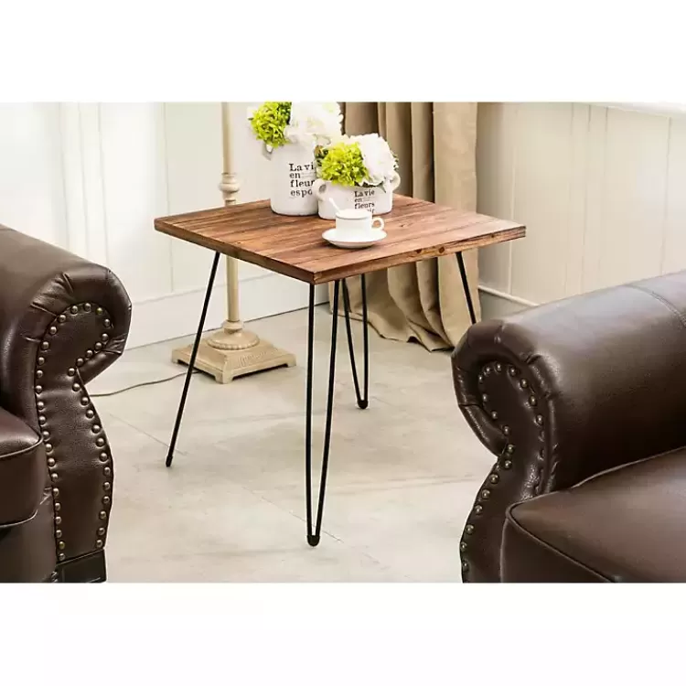 Weather Fir Wood and Hairpin Legs Accent Table>Kirklands Home Shop