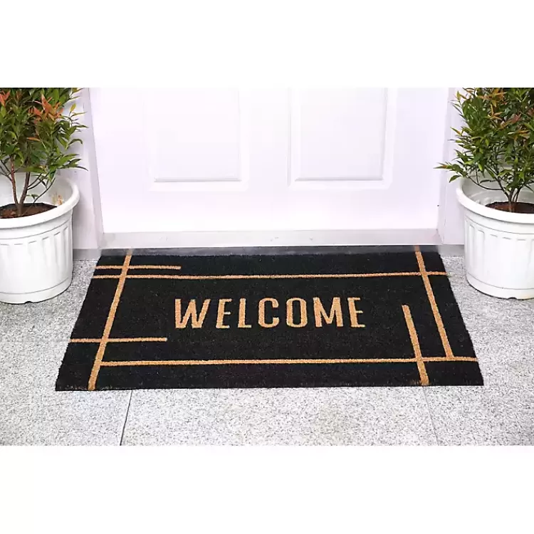 welcome_black_linear_doormat_2.webp Welcome Linear Doormat>Kirklands Home Shop