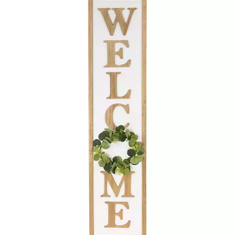 Welcome Eucalyptus Wreath Porch Board>Kirklands Home Shop