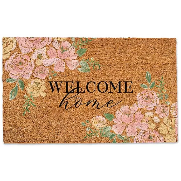 Welcome Home Pink Floral Doormat>Kirklands Home Discount