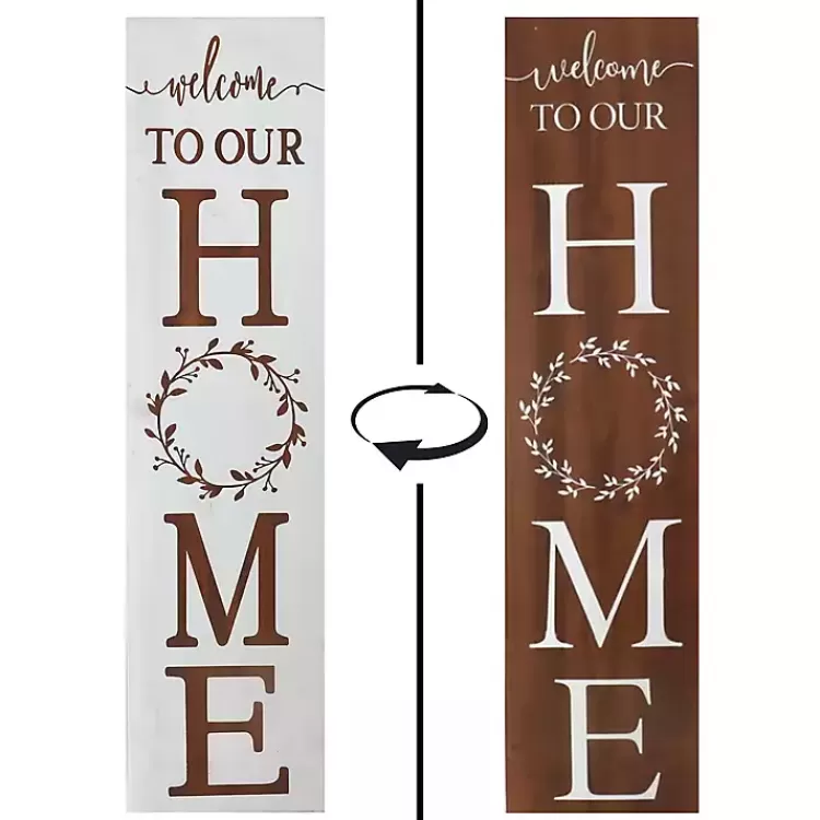 Welcome to Our Home Wreath Two-Sided Porch Board>Kirklands Home Flash Sale