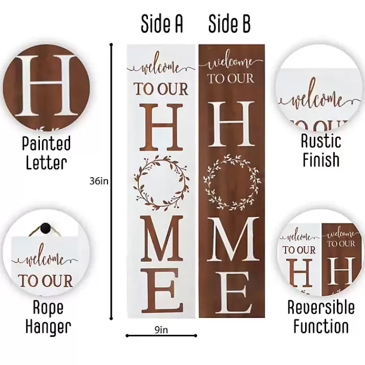 Welcome to Our Home Wreath Two-Sided Porch Board>Kirklands Home Flash Sale