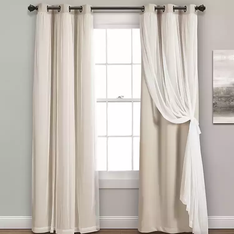 Wheat Curtain Panel Set with Overlay, 95 in.>Kirklands Home Outlet