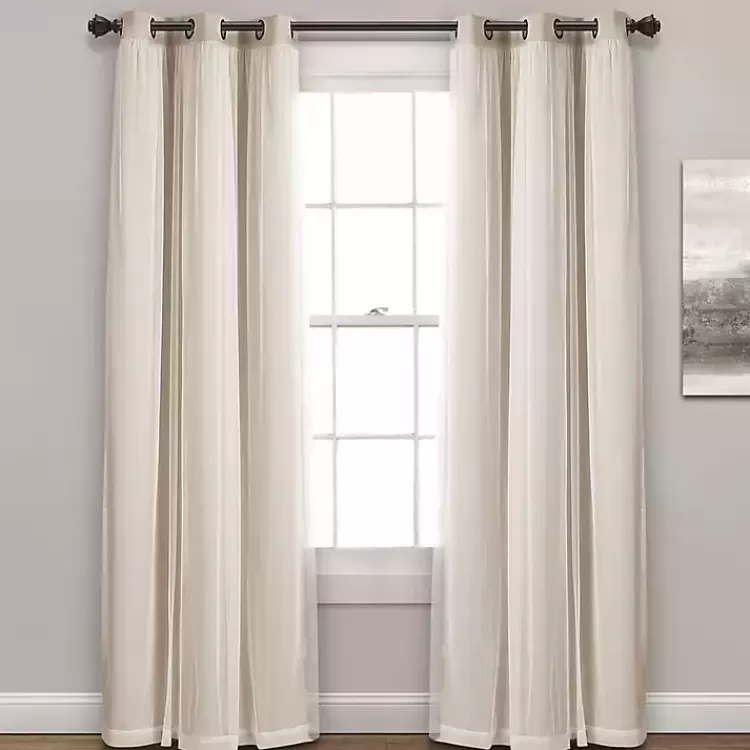 Wheat Curtain Panel Set with Overlay, 108 in.>Kirklands Home Flash Sale